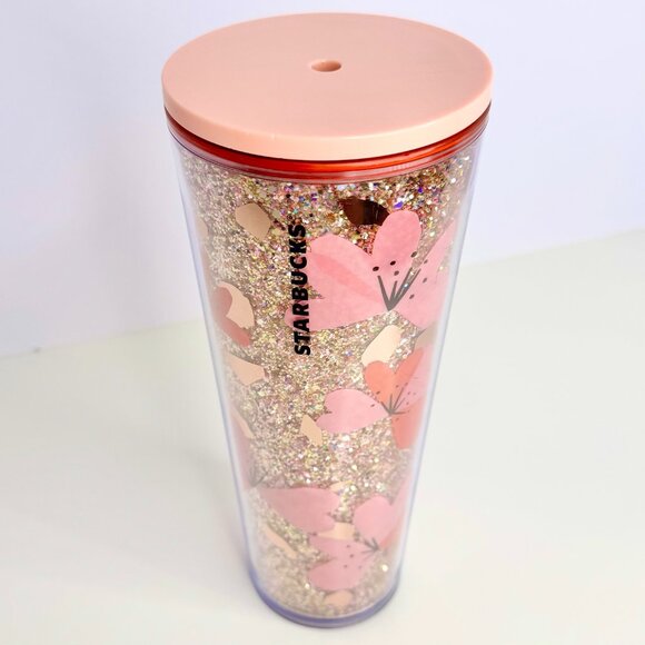 Starbucks 2020 Valentine's Pink HEARTS Acrylic Tumbler Cold‎ Cup, 24 Fl Oz - Picture 2 of 2